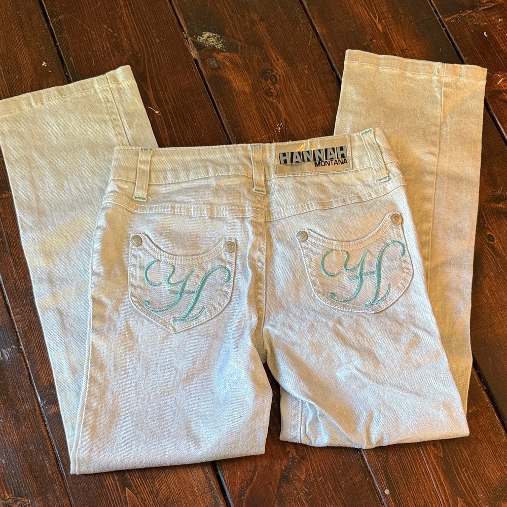 Hannah Montana Kids silver Jeans with Embroidered Pockets size 7